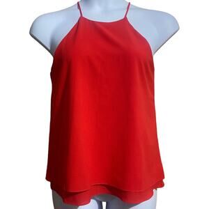 Paper Crane vibrant red halter style spaghetti strap lightweight tank Size Small